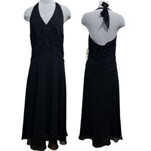 Vintage Jones New York Halter Silk Y2K Retro Romantic Goth Dress Sz 14 Black NW